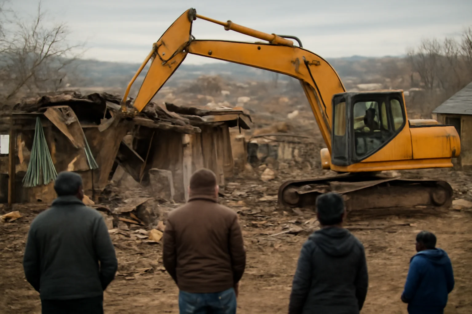 Acțiune amplă de demolare a unor locuințe improvizate la periferia municipiului Baia Mare