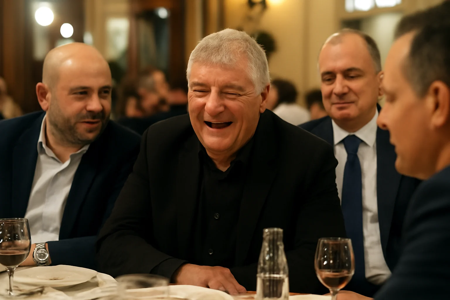Ioan Andone, one man show la petrecerea unui mare dinamovist: „Nu râdeți, așa fac eu când sunt alături de prieteni”. A stat la masă cu un oficial UEFA. Video