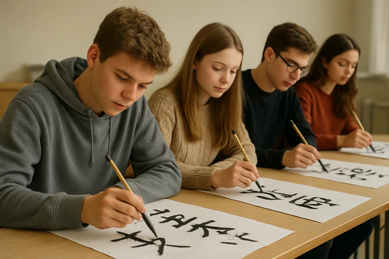 Atelier de caligrafie chineză la Liceul Internațional Baia Mare