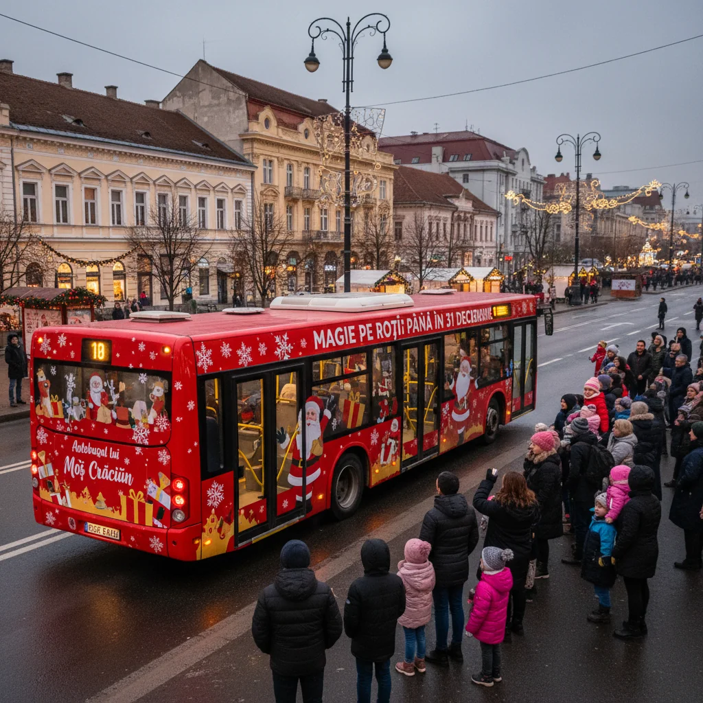 Autobuzul Magic al Moșului străbate Baia Mare până pe 31 decembrie