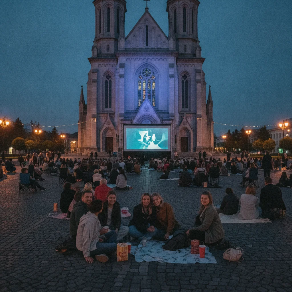 Baia Mare: film în aer liber la Catedrala Sfânta Treime