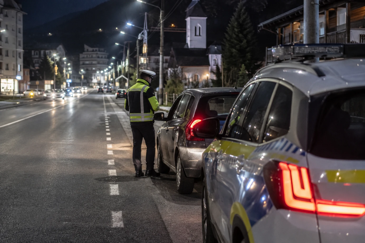 Borșa: rocă în autospecială, doi polițiști răniți