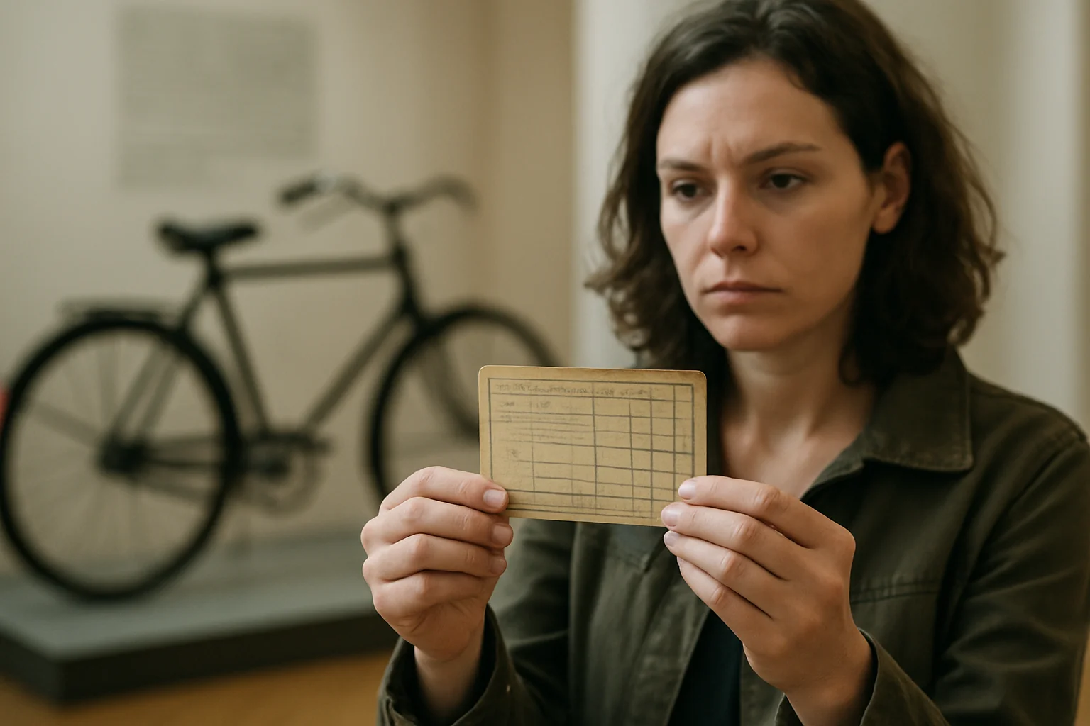 Document istoric: Foaia de circulație pentru biciclete, expusă la muzeu