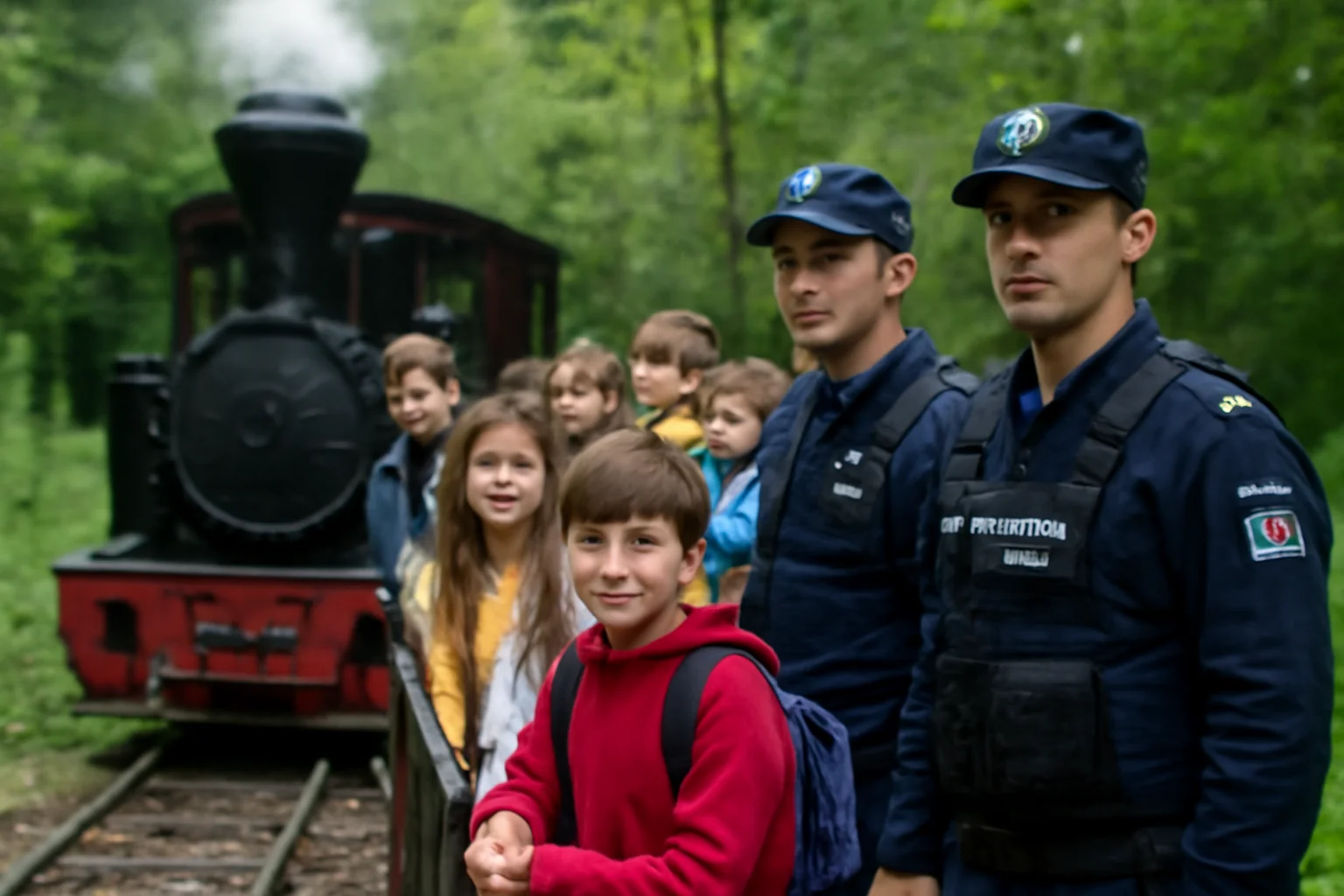 Elevii pornesc într-o excursie cu Mocănița, însoțiți de jandarmii montani