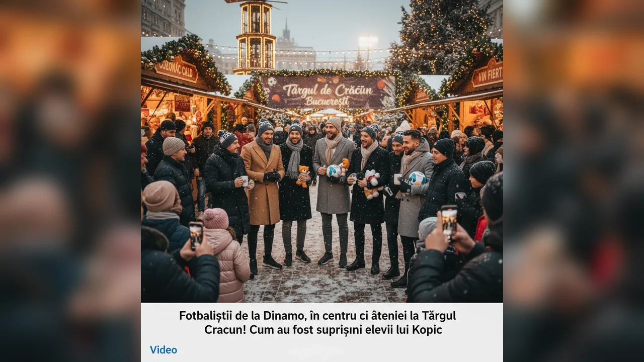 Fotbaliștii de la Dinamo, în centrul atenției la Târgul de Crăciun! Cum au fost surprinși elevii lui Kopic. Video