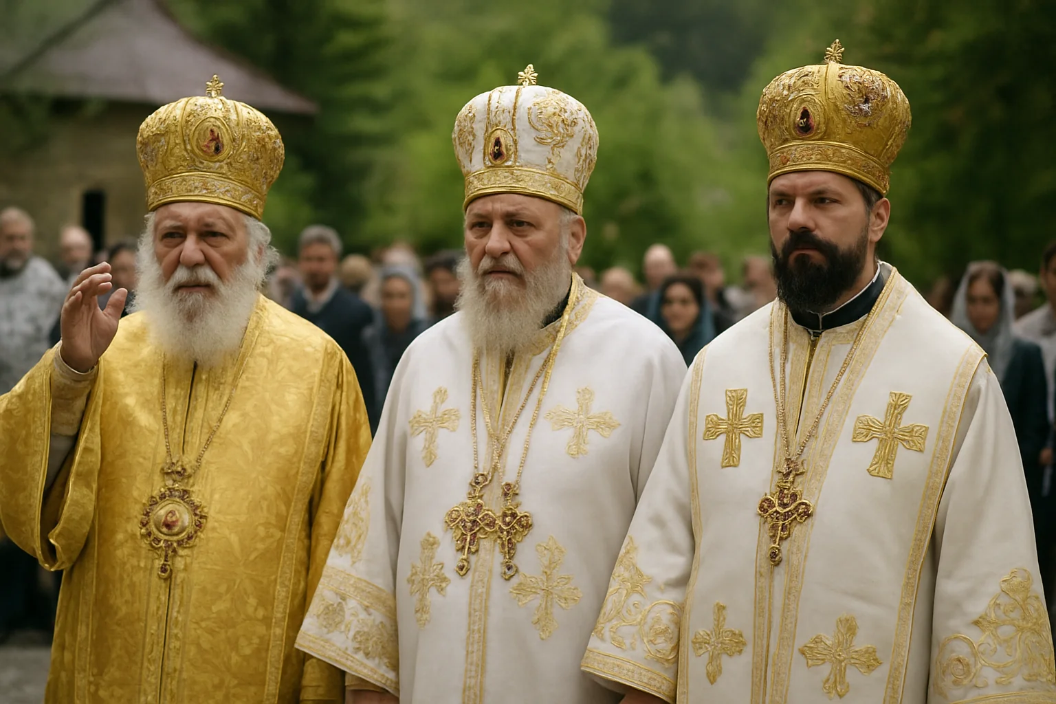 Hram la Mănăstirea Scărișoara Nouă, cu trei ierarhi