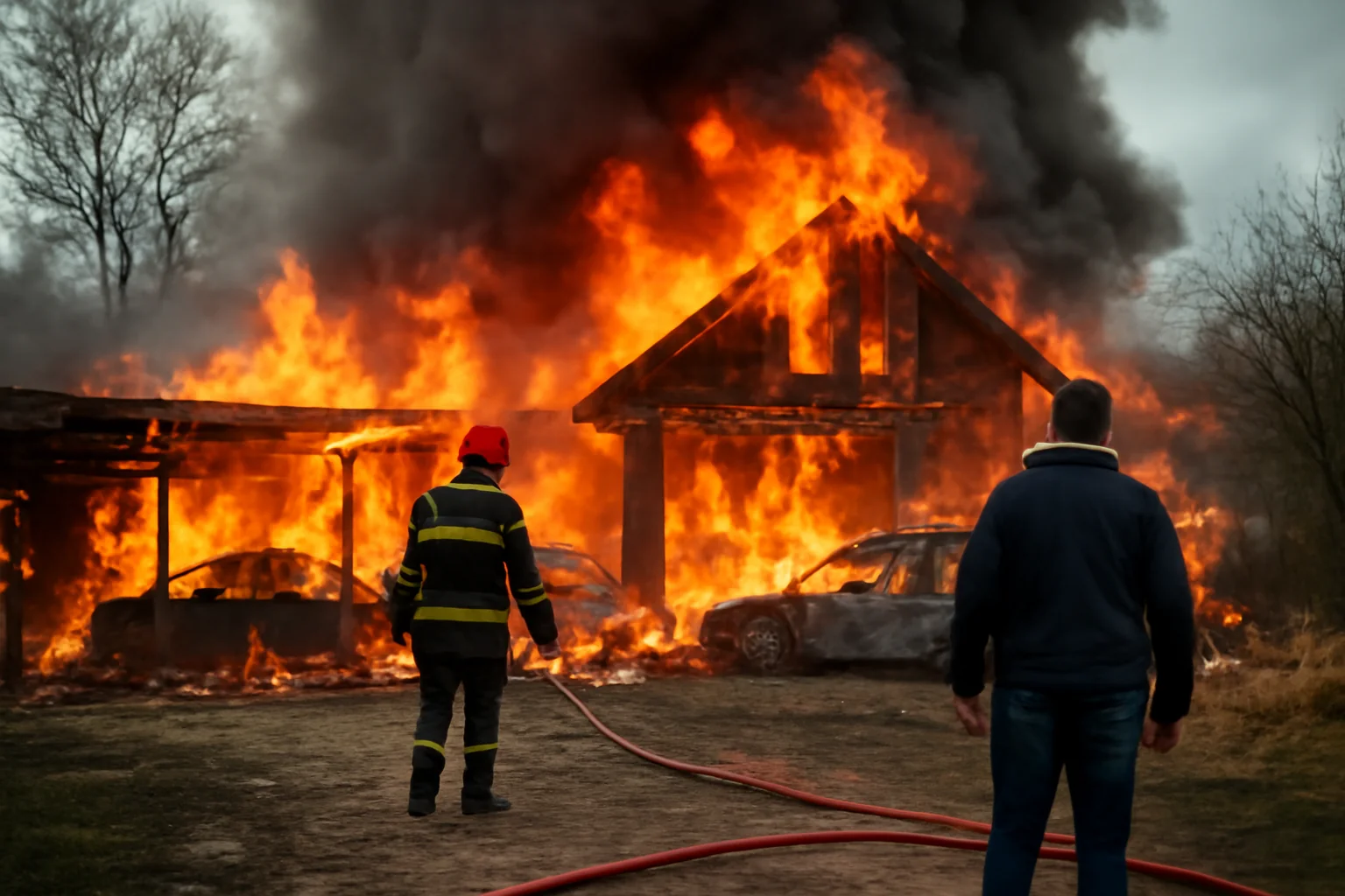 Incendiu devastator la Sarasău – casă și hala de dezmembrări afectate
