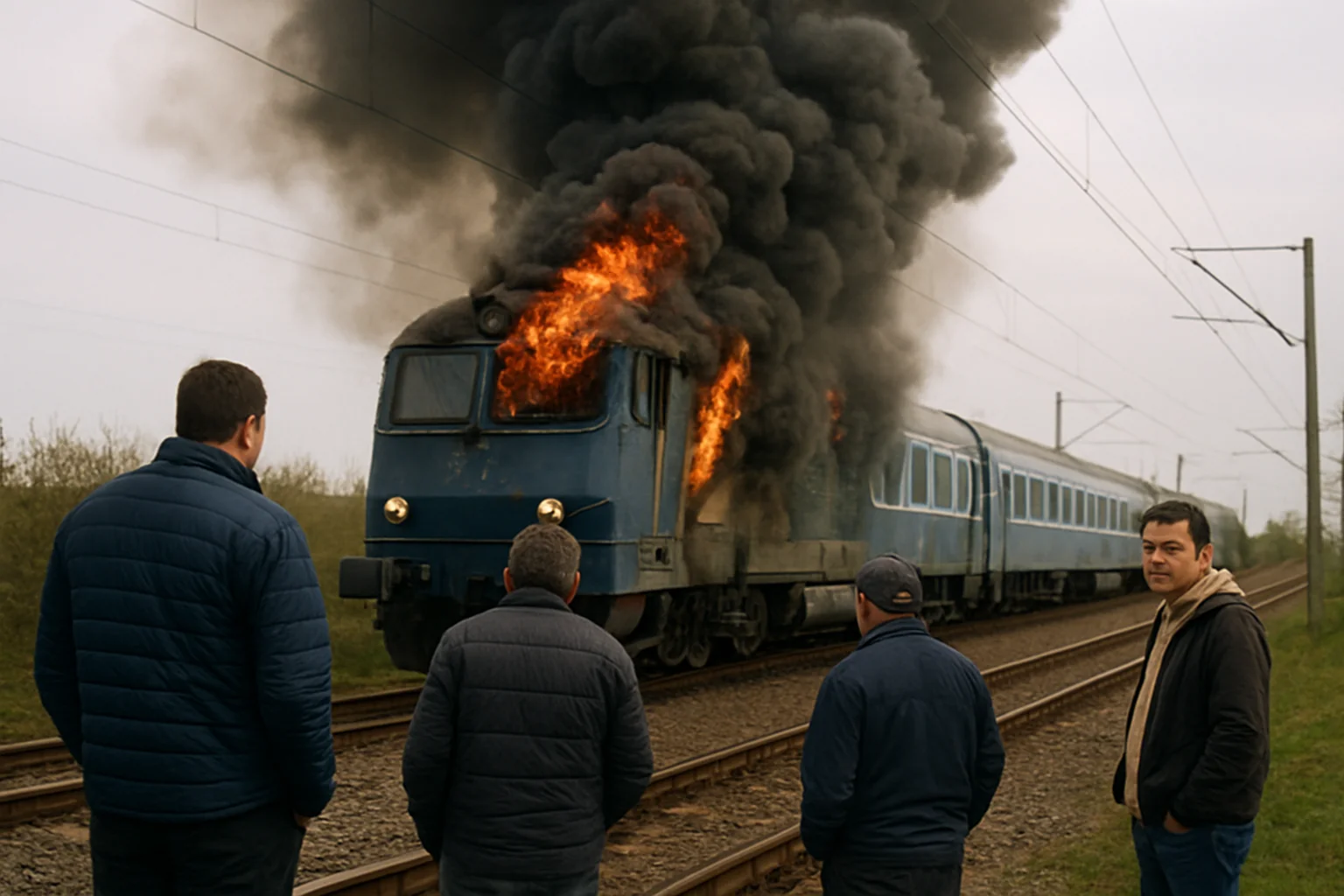 Incendiu la locomotiva unui tren de călători în Ulmeni