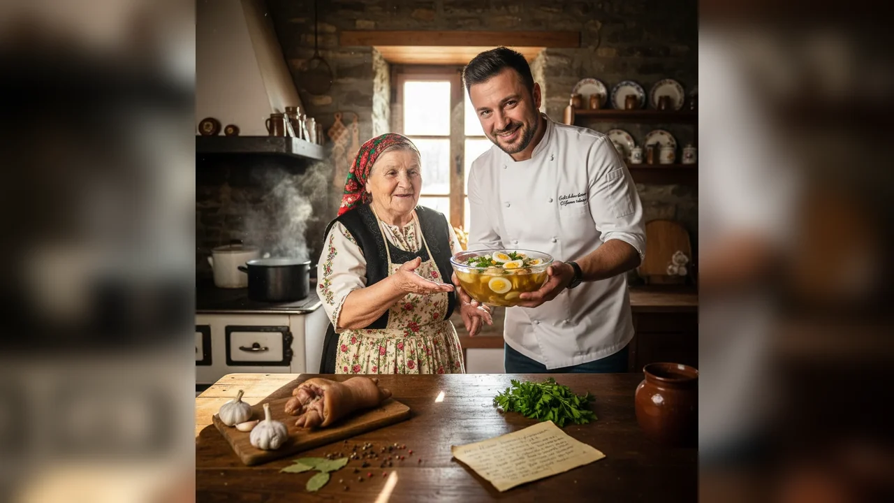 Rețeta de piftie recomandată de Cătălin Scărlătescu, învățată de la bunica lui. „A rămas una dintre mâncărurile mele preferate”