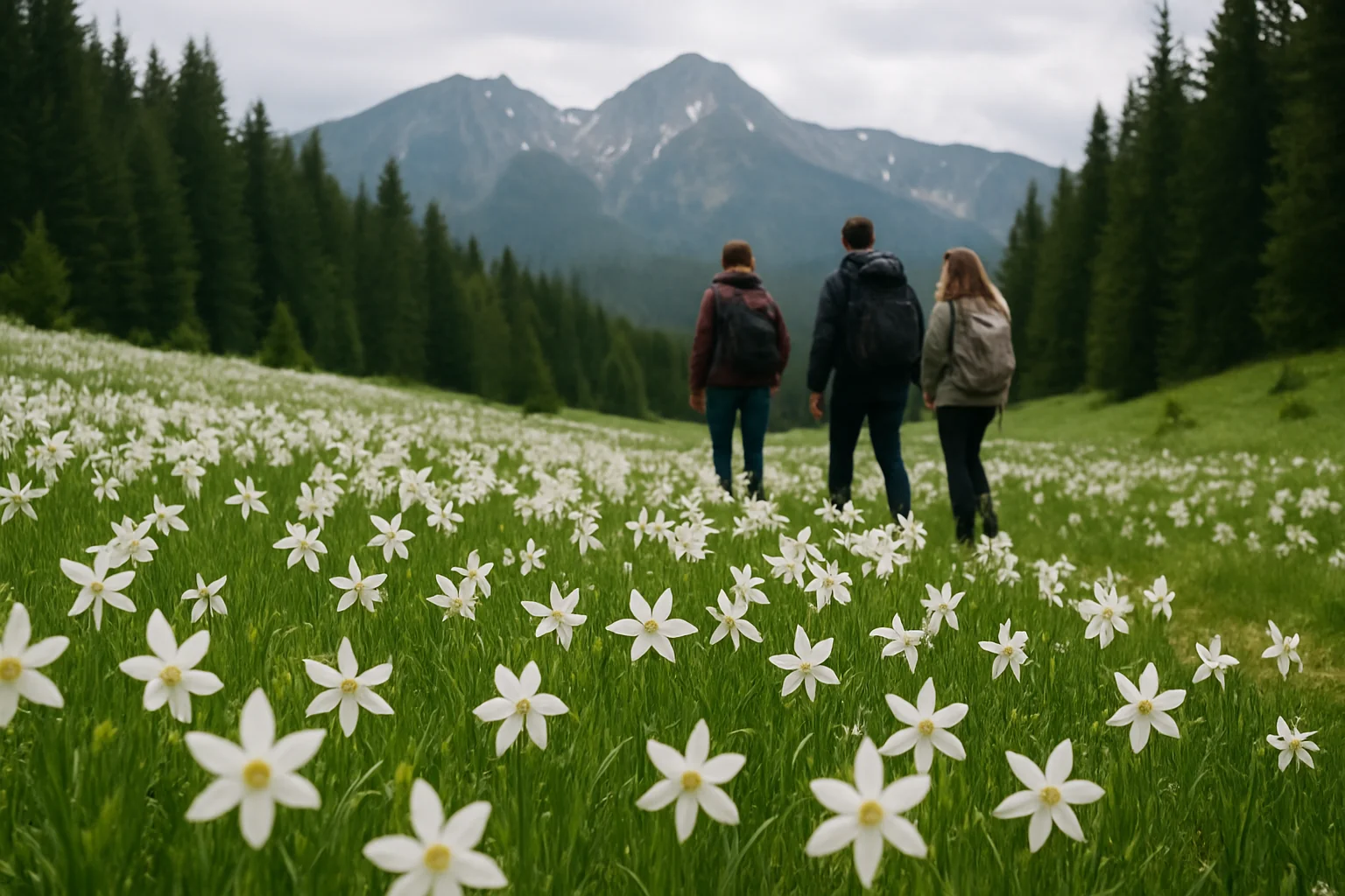 Narcisele din Parcul Național Munții Rodnei încântă iubitorii de natură