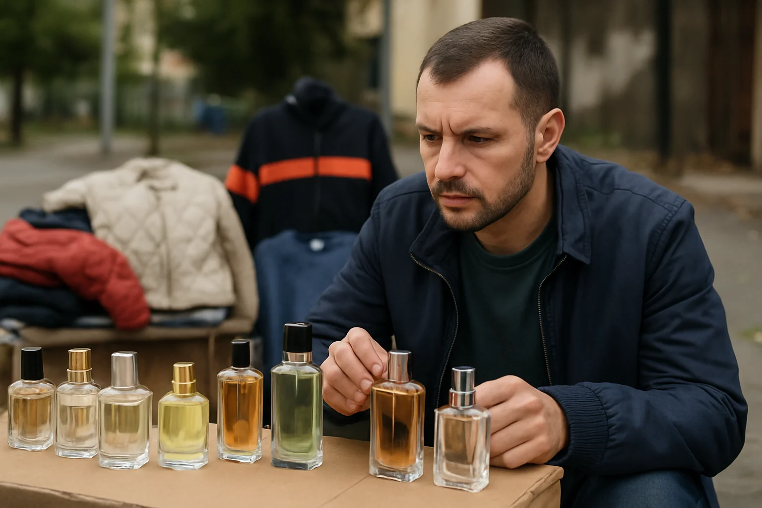 Parfumuri și îmbrăcăminte contrafăcută, descoperite de poliție