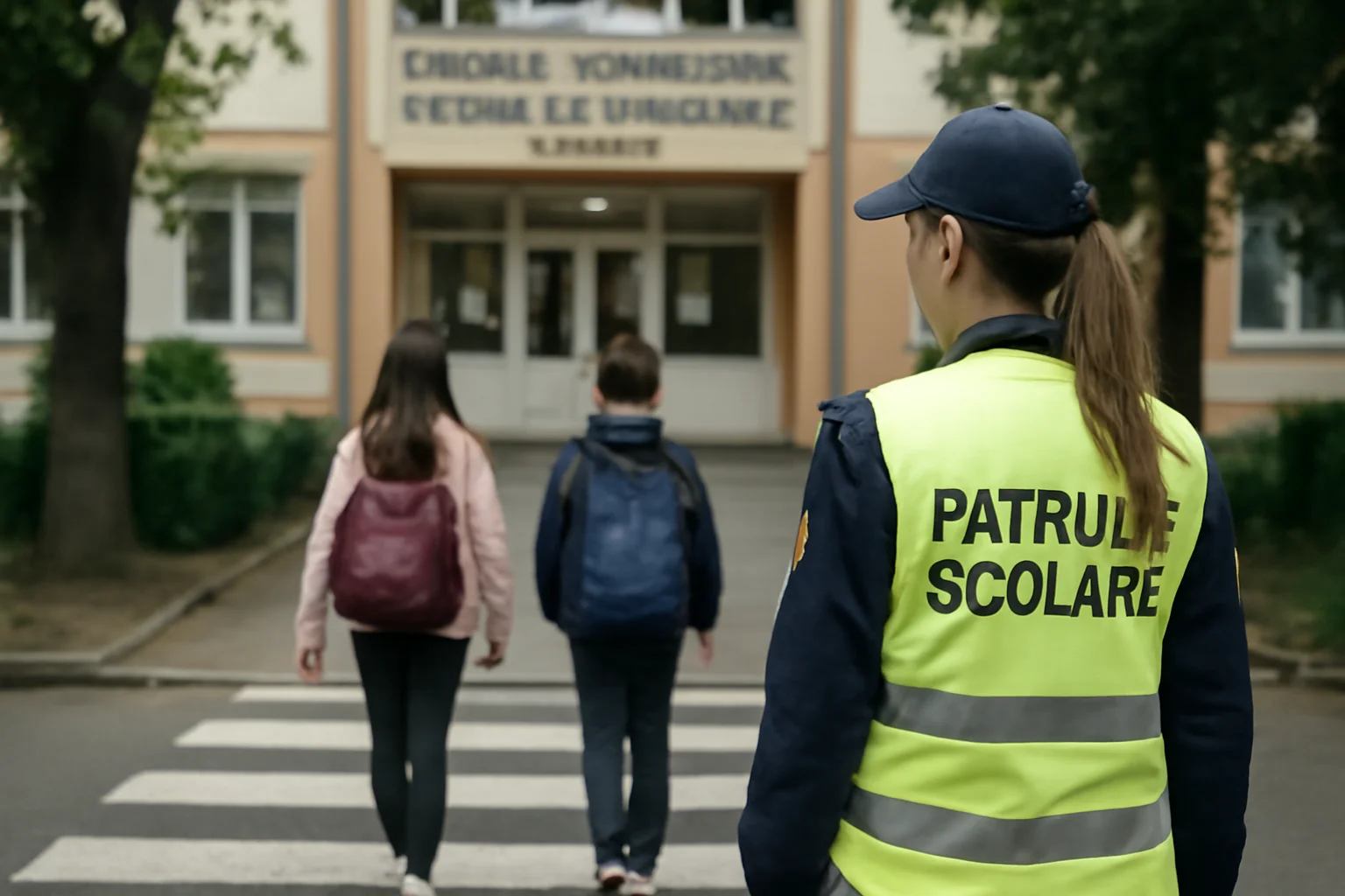 Patrula școlară sprijină din nou traversarea elevilor la Școala „Dimitrie Cantemir” din Baia Mare