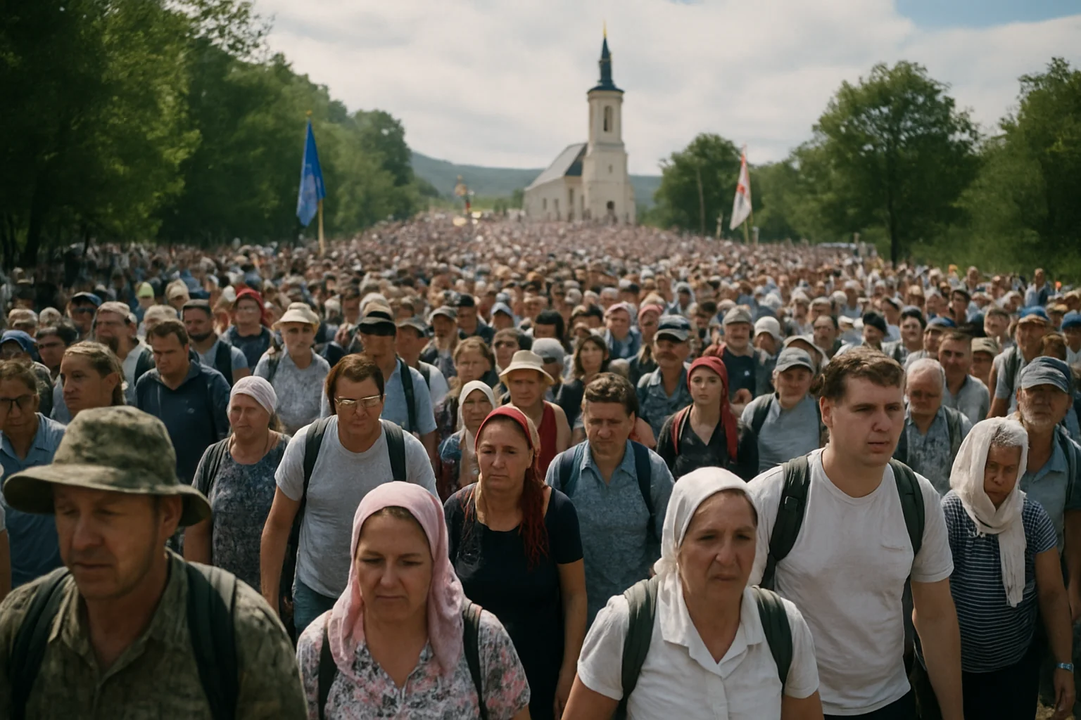Pelerini în număr impresionant la procesiunea de Rusalii la Șumuleu Ciuc