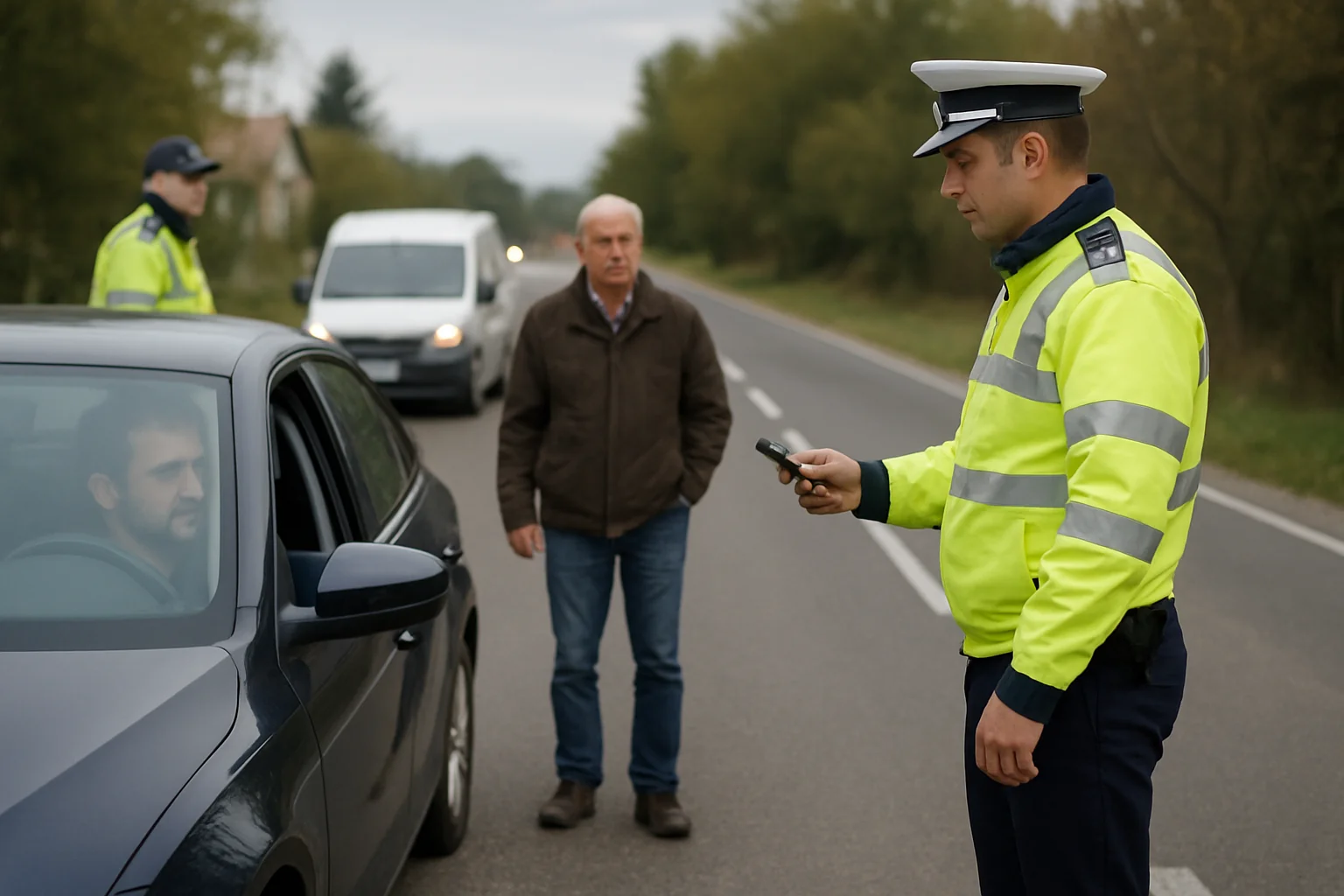 Poliția a verificat 12 mașini pe DJ 109F și DJ 109G