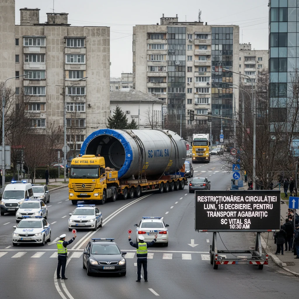 Restricții de circulație pe 15 decembrie pentru transport agabaritic realizat de SC VITAL SA