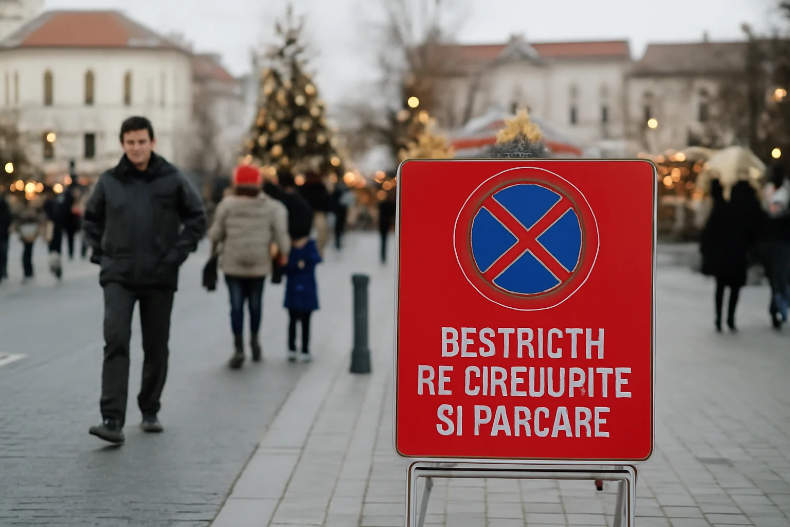 Restricții de trafic și parcare în Piața Libertății din Baia Mare pentru „Iarna Băimăreană – 2025”
