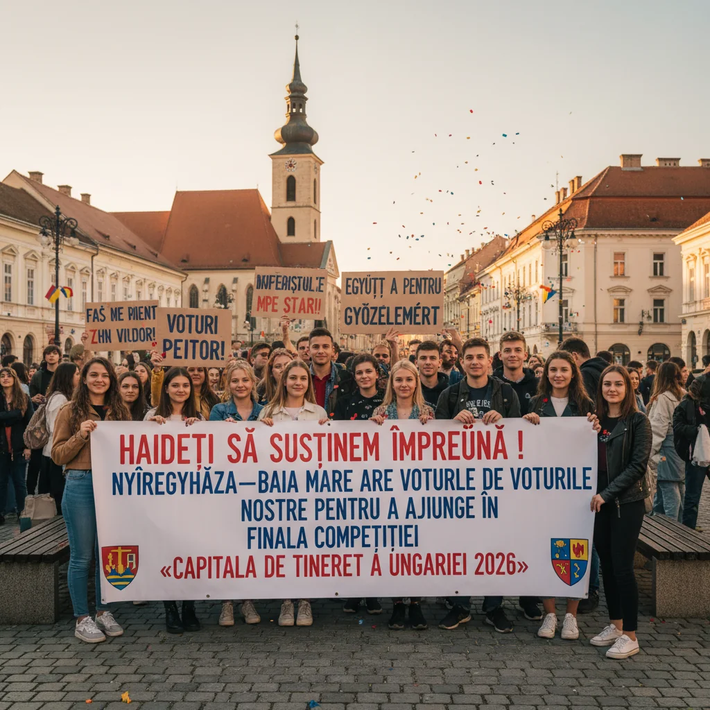 Susține Nyíregyháza–Baia Mare cu votul tău pentru a ajunge în finala Capitala de Tineret a Ungariei 2026!