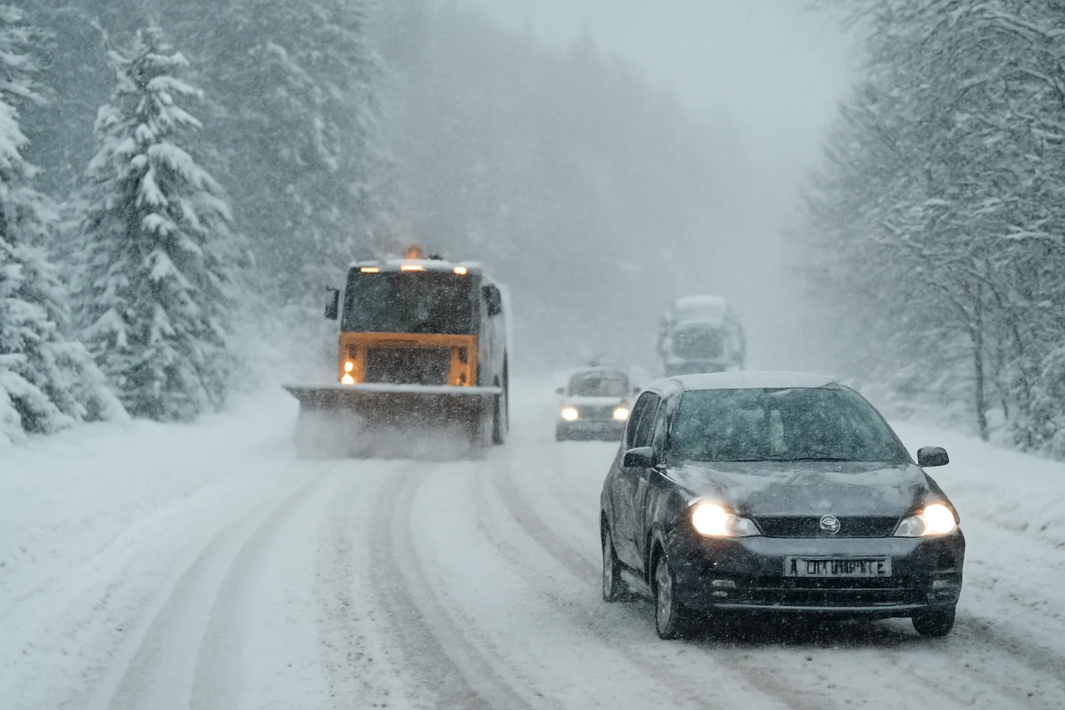 Trafic în condiții de iarnă la Baia Mare: strat de zăpadă de până la 46 cm în zonele montane din Maramureș