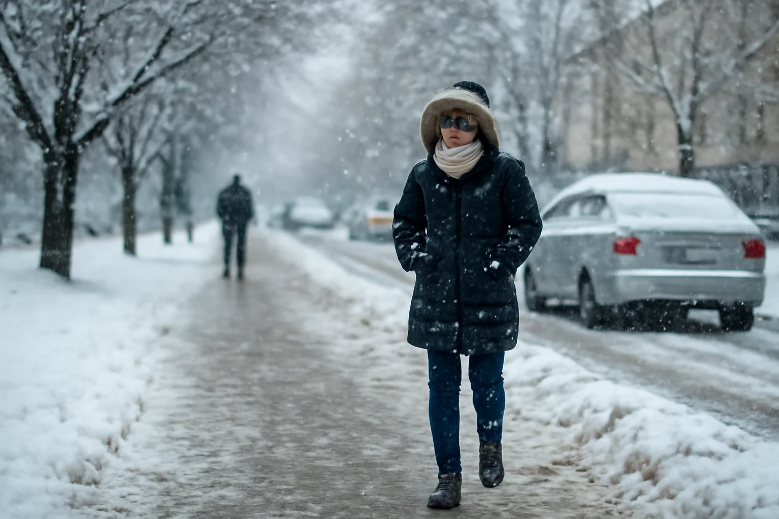 Țurțuri și zăpadă acumulată pe clădirile din Baia Mare, risc pentru pietoni în centrul orașului