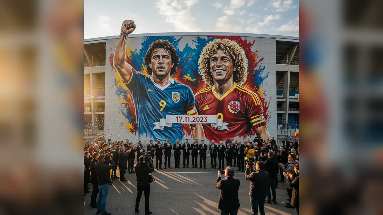 Detalii de ultimă oră despre inaugurarea muralului cu Gică Hagi și Valderrama de la Arena Națională